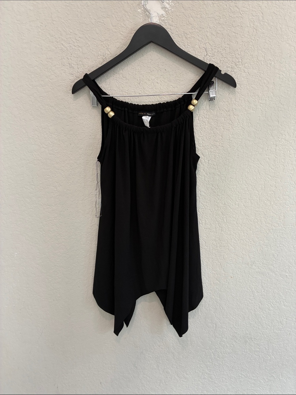 Black Sleeveless Top with Gold Accent Straps
